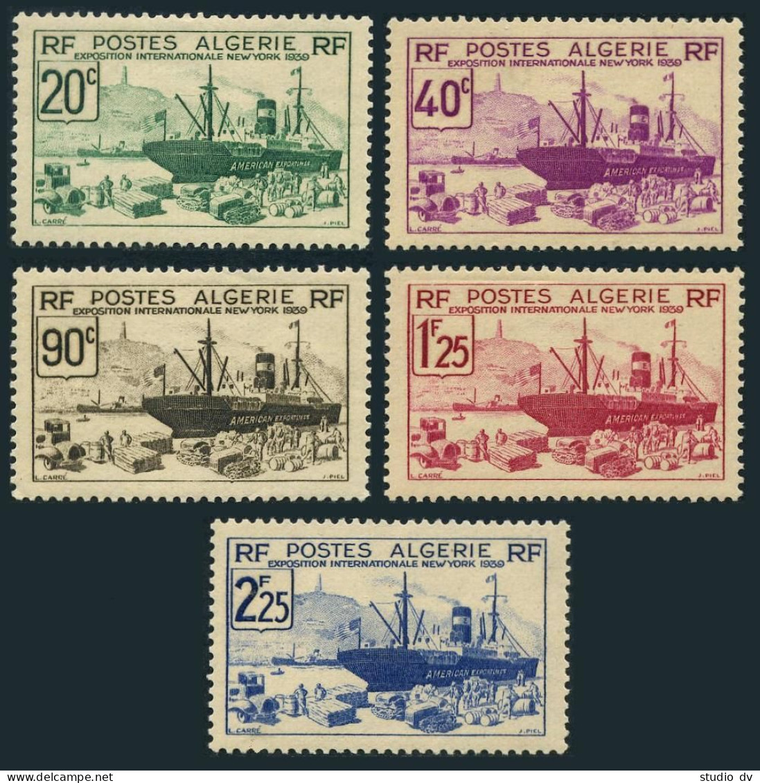 Algeria 126-130, Hinged. Mi 158-162. New York World Fair 1939. Export Liner. - Algerije (1962-...)