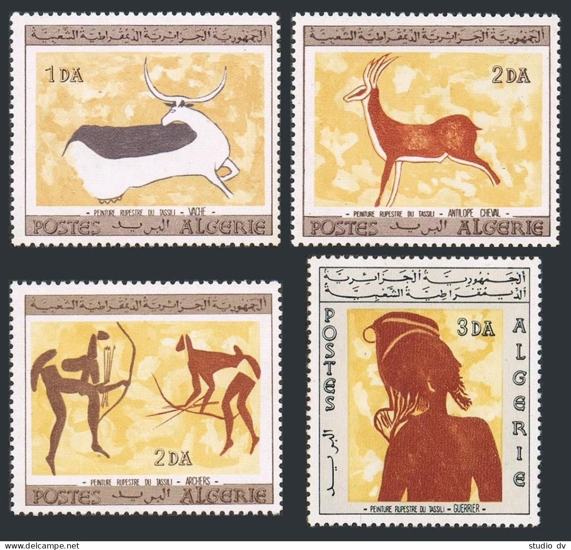 Algeria 365-368, MNH. Michel 467-470. Wall Paintings,1967.Cow,Antelope,Archers,  - Algerien (1962-...)