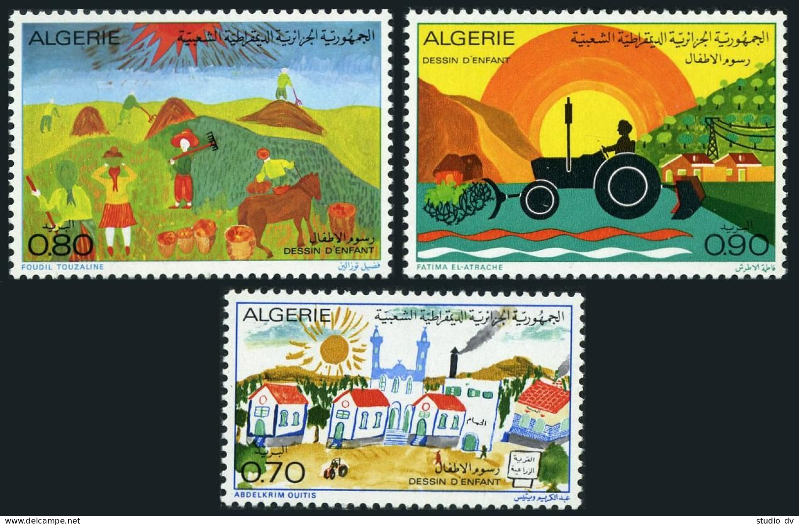 Algeria 515-517 Sheets,MNH. Children's Drawings,1974. - Algeria (1962-...)