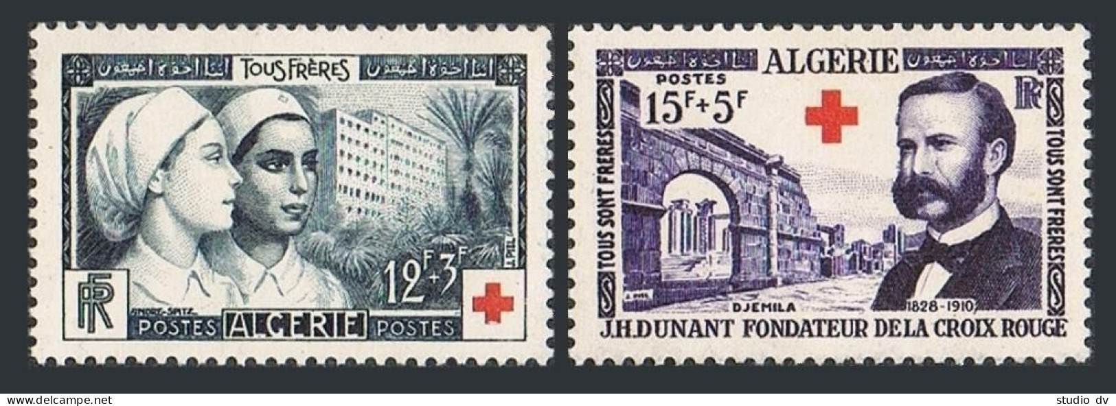 Algeria B74-B75,MNH.Michel 331-332. Red Cross 1954.Hospital,J.Dunant.Djemila. - Algeria (1962-...)