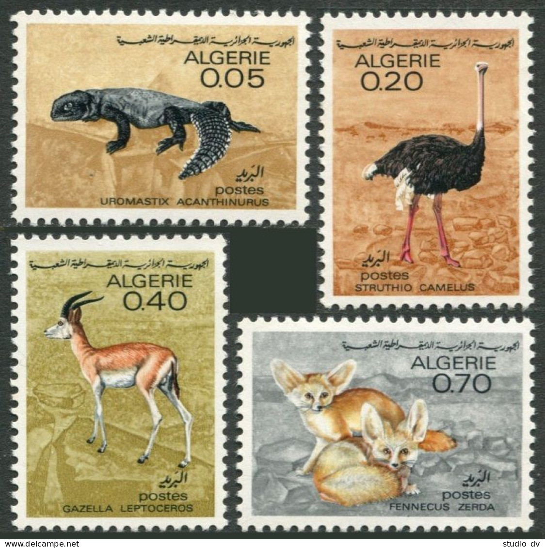 Algeria 374-377,MNH.Michel 479-482. Spiny Agamid,Ostrich,Gazelle,Fennec.1967. - Algeria (1962-...)