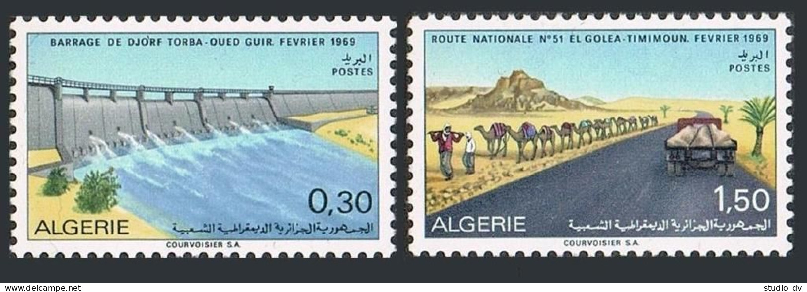 Algeria 415-416,MNH.Michel 521-522 Irrigation Dam;Highway,truck,Caravan.1969. - Algeria (1962-...)