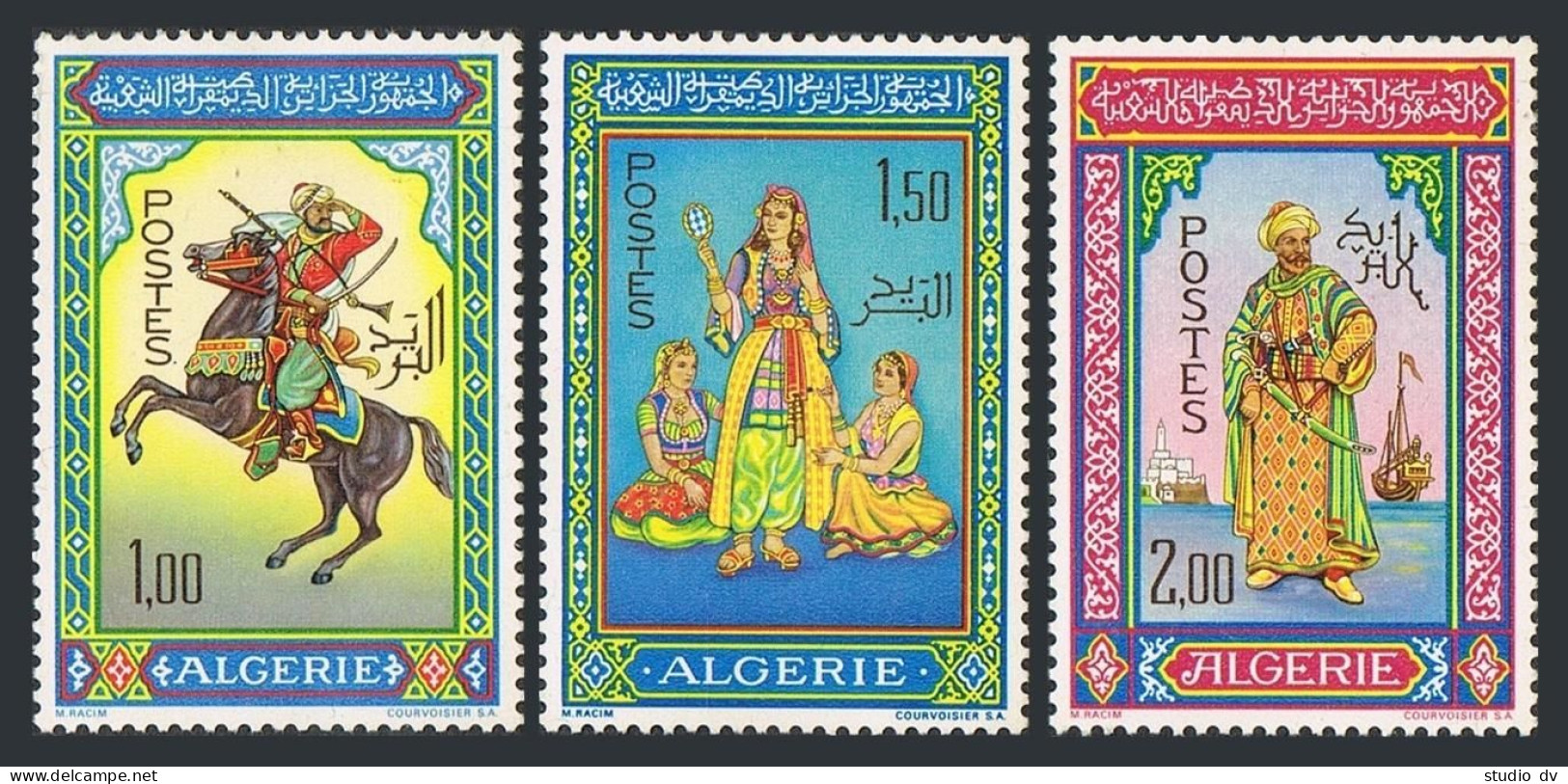 Algeria 362-364,MNH.Miniatures By Mohammed Rasim.Horseman,Pirate Barbarossa,1966 - Algerije (1962-...)