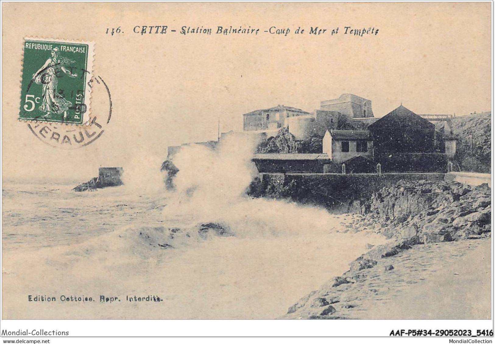 AAFP5-34-0411 - SETE -Station Balnéaire - Coup De Mer Et Tempête - Sete (Cette)