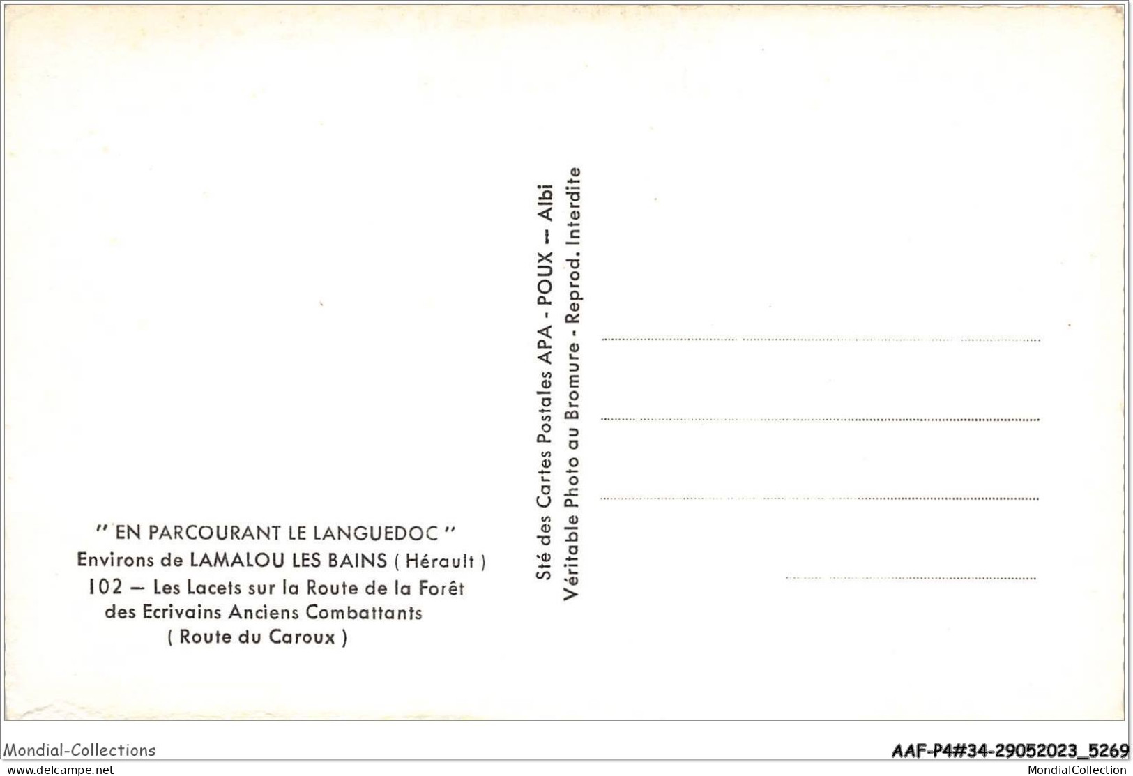 AAFP4-34-0337 - Environs De LAMALOU-LES-BAINS - Les Lacets Sur La Route De La Foret Des Ecrivains Anciens Combattants - Lamalou Les Bains