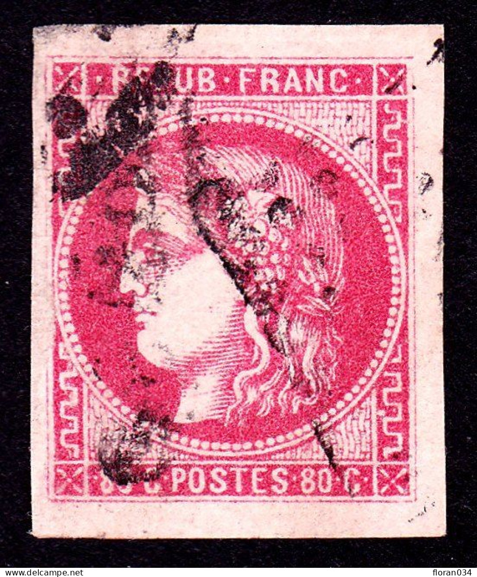 France N° 49 Obl. GC  4 Très Grandes Marges - Signé Calves - Superbe - 1870 Bordeaux Printing