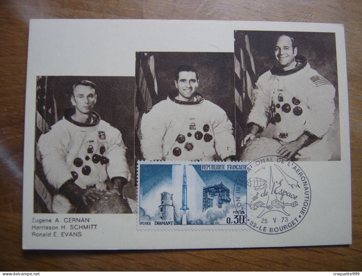 CERNAN EVANS SCHMI Carte Maximum Cosmonaute ESPACE Salon De L'aéronautique Bourget - Collections