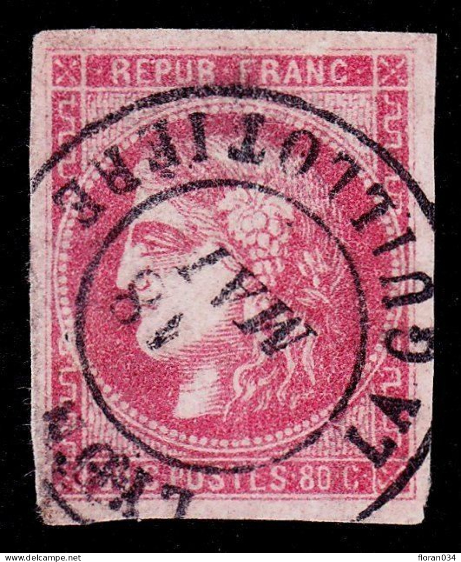 France N° 49 Obl. Càd Central T.17 TTB Margé - Signé Calves Superbe - Cote 1000 Eur. - 1870 Emission De Bordeaux