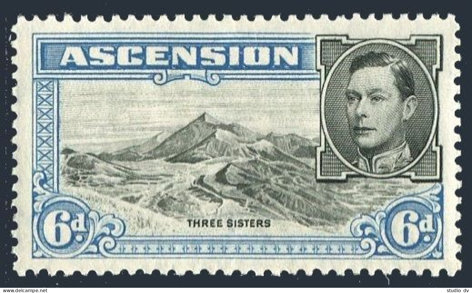 Ascension 45 Perf 13, Hinged. Michel 48A. George VI,1938. Three Sisters. - Ascension