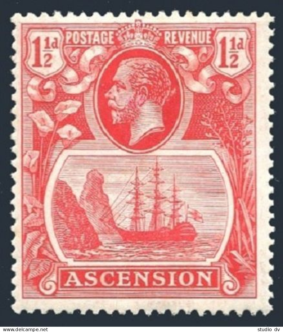 Ascension 12, Hinged. Mi 12. St Helena Overprinted, 1924. King George V, Seal. - Ascension