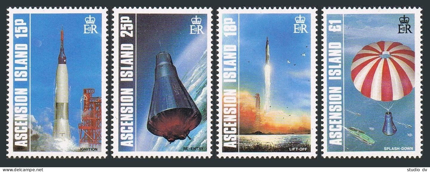 Ascension 420-423, MNH. Michel 429-432. 1st Manned Space Flight, 25th Ann. 1987. - Ascension