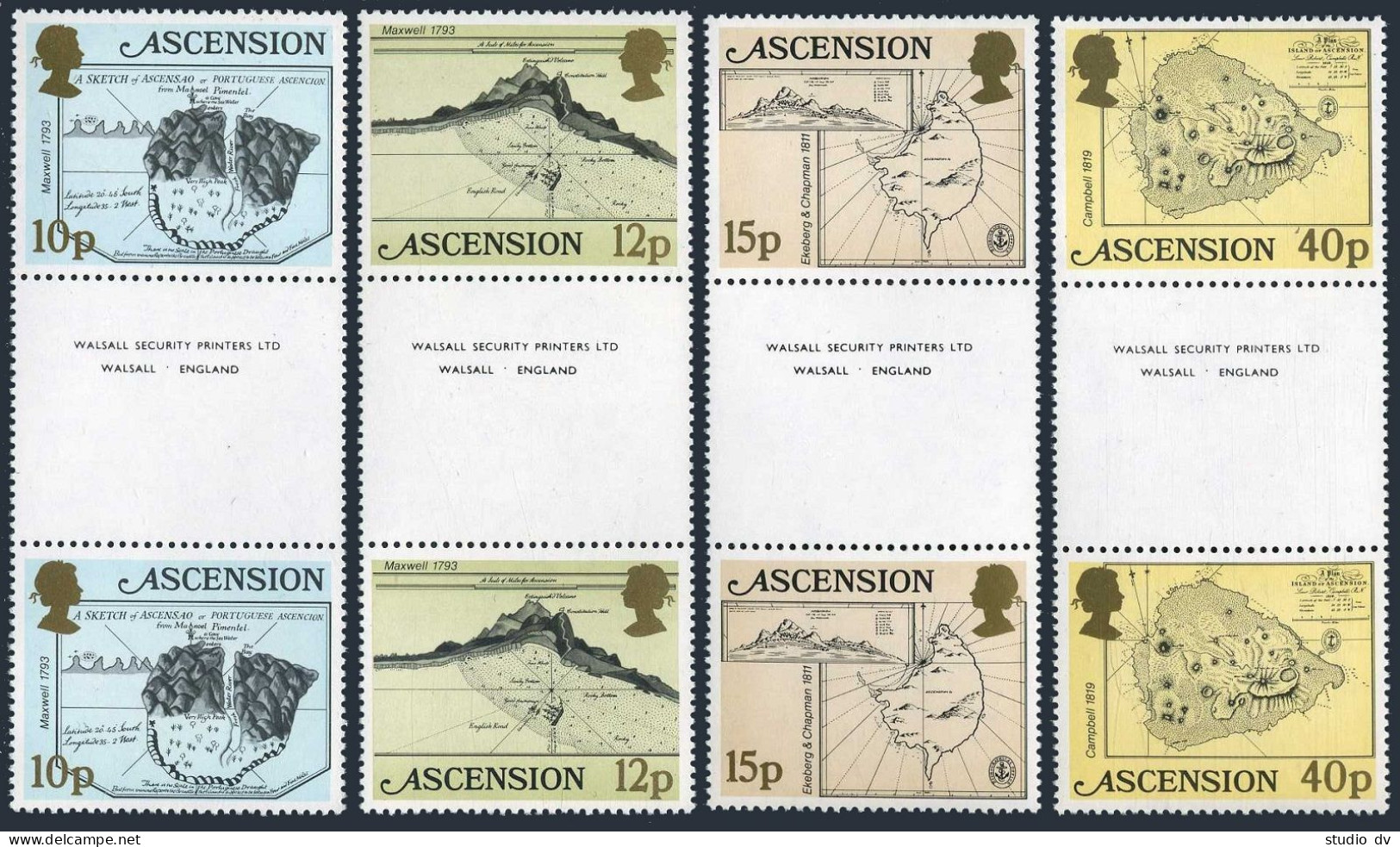 Ascension 290-293 Gutter,MNH.Michel 291-294. Maps 1981.Ships. - Ascension