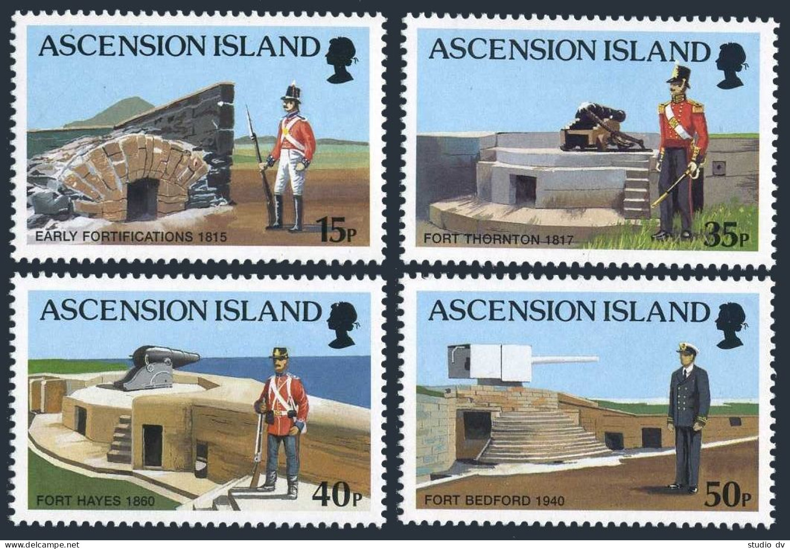 Ascension 760-763, MNH. Michel 828-831. Forts 2000. Thornton, Hayes, Bedford. - Ascension