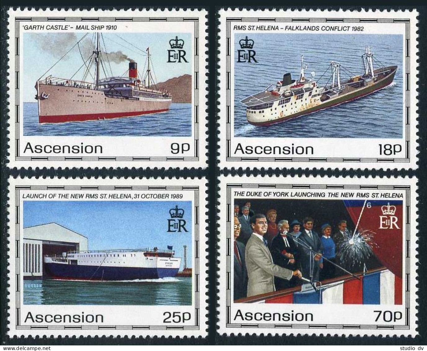 Ascension 493-496,MNH.Michel 535-538. Ships 1990.Garth Castle,RMS St.Helena. - Ascensión