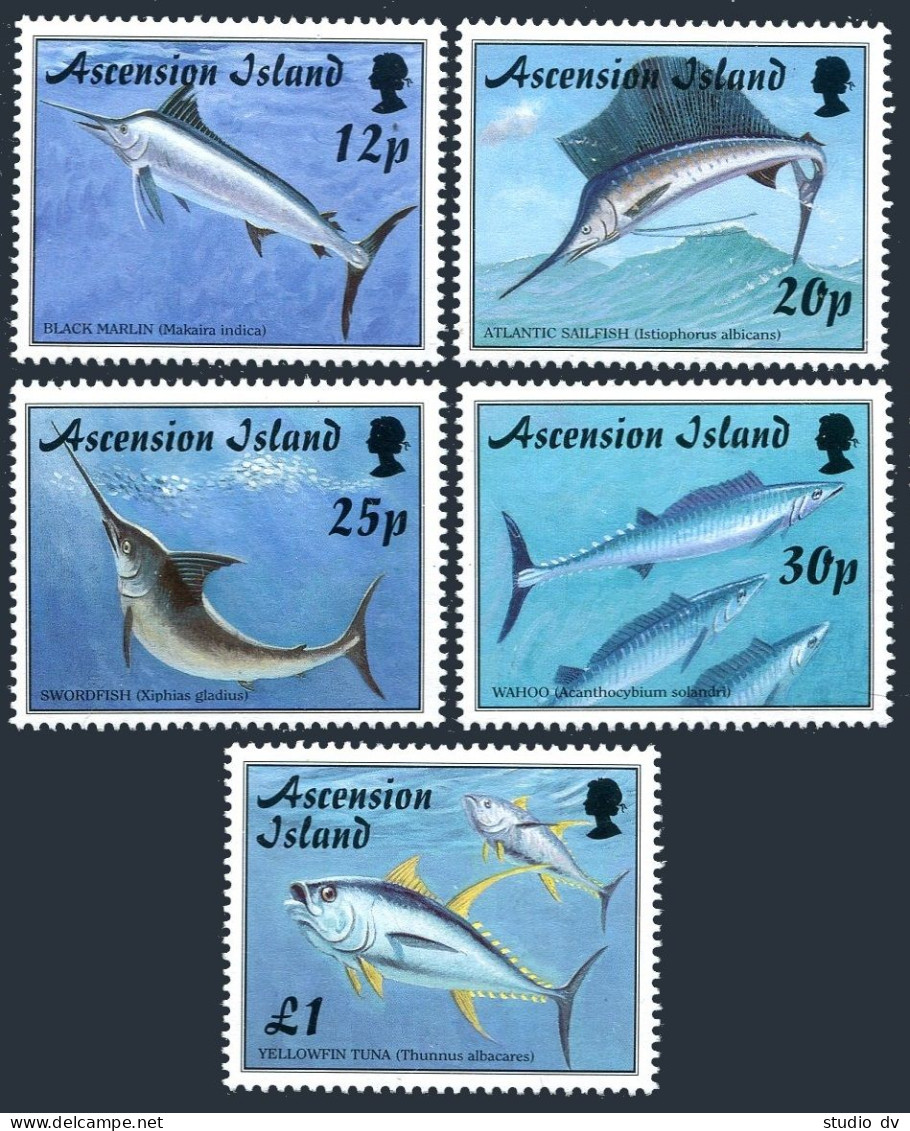 Ascension 683-687,MNH. Game Fish 1997.Black Marlin,Sailfish,Swordfish,Wahoo,Tuna - Ascension