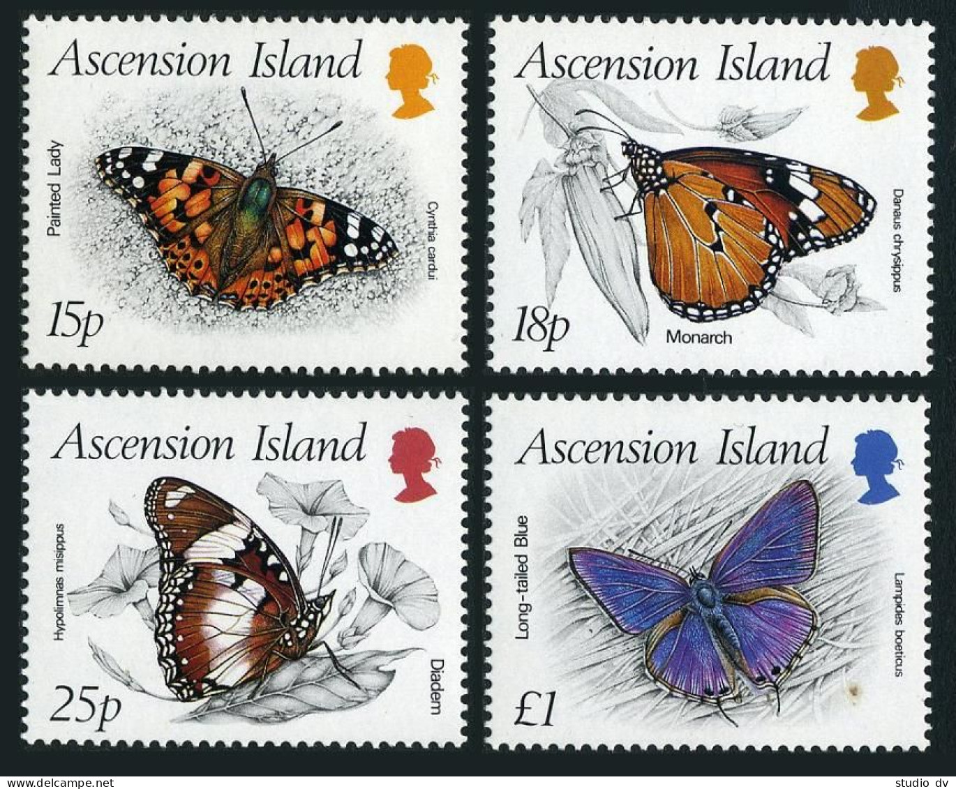 Ascension 426-429, MNH. Michel 439-442. Butterflies, 1987. - Ascension