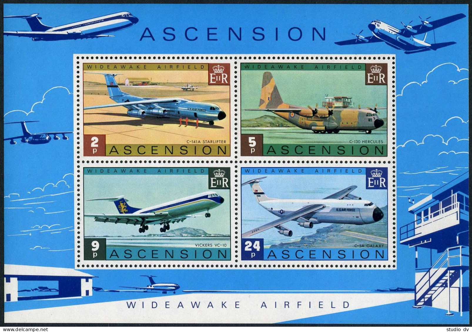 Ascension 185-188, 188a, MNH. Mi 185-188, Bl.8. Wideawake Airfield 1975. Planes. - Ascension