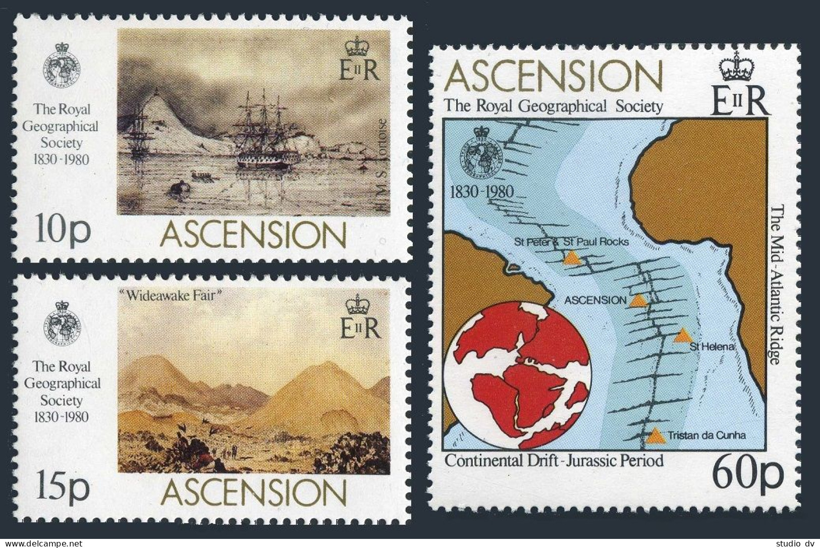 Ascension 266-268,MNH.Michel 268-270. Royal Geographical Society,50th Ann.1980. - Ascension (Ile De L')