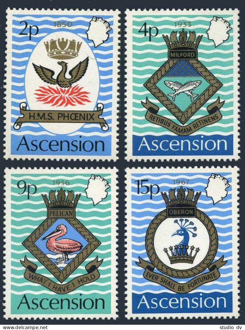 Ascension 152-155, MNH. Mi 152-155. Royal Naval Crests 1971: HMS Phoenix,Milford - Ascension (Ile De L')