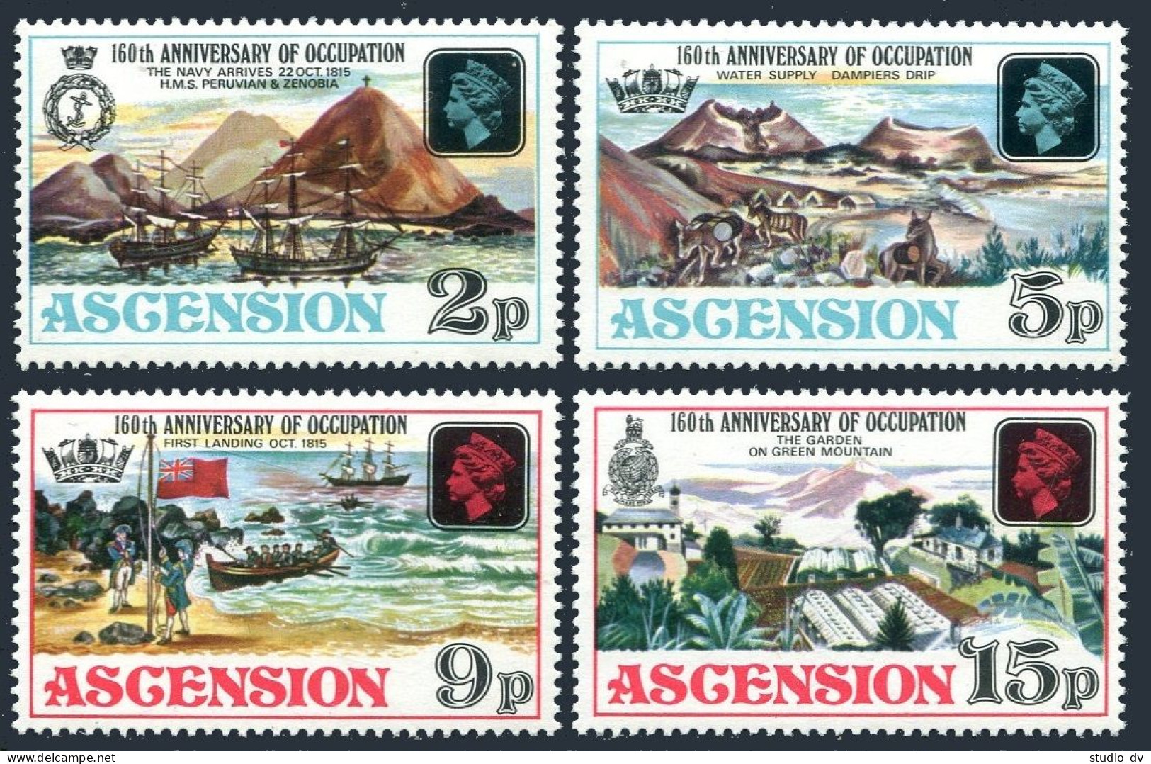 Ascension 192-195, MNH. Michel 192-195. British Occupation, 160th Ann.Paintings. - Ascension