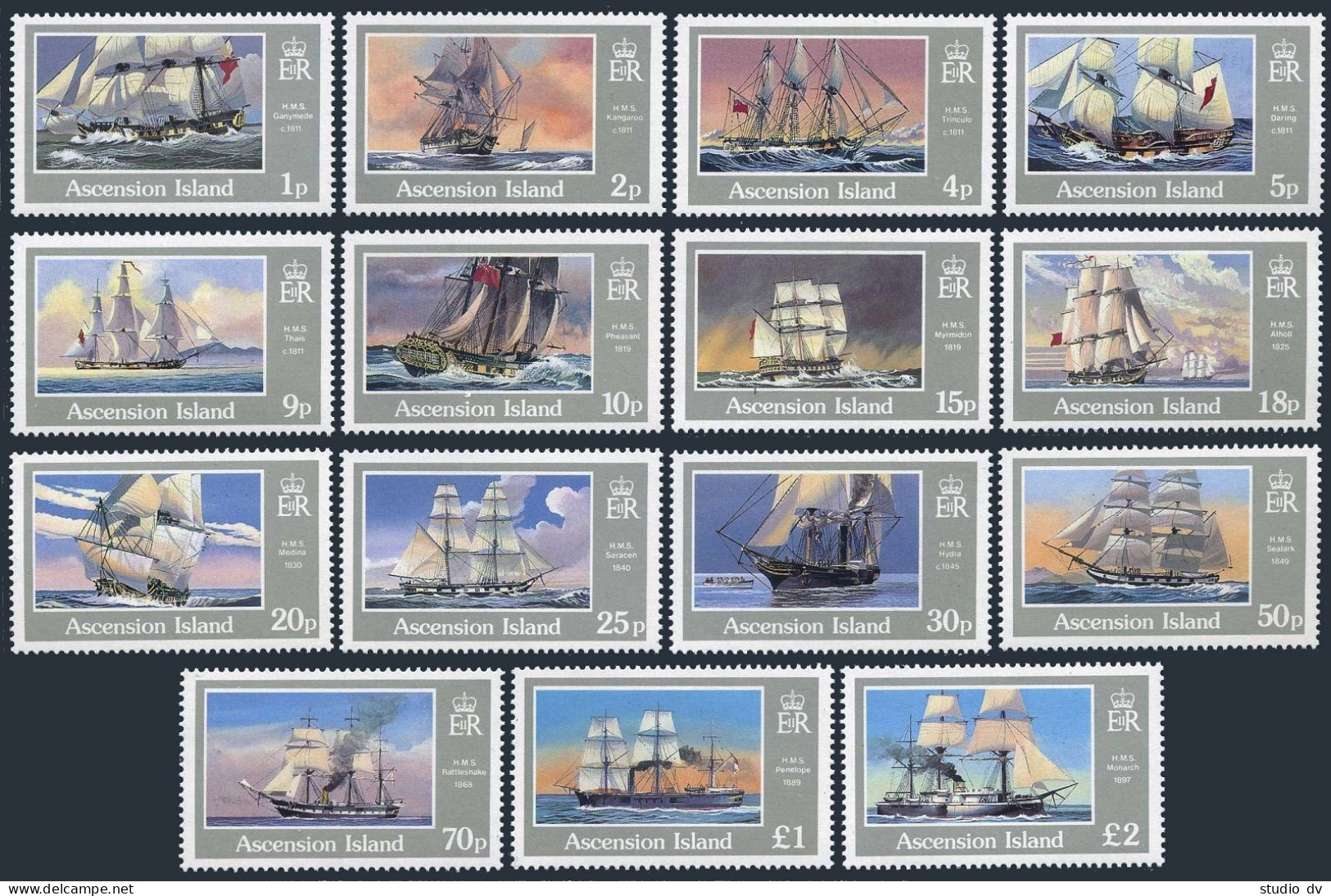 Ascension 401-415,MNH. Michel 410-424. Ships, 1986. Ganymede, Kangaroo, Monarch, - Ascension