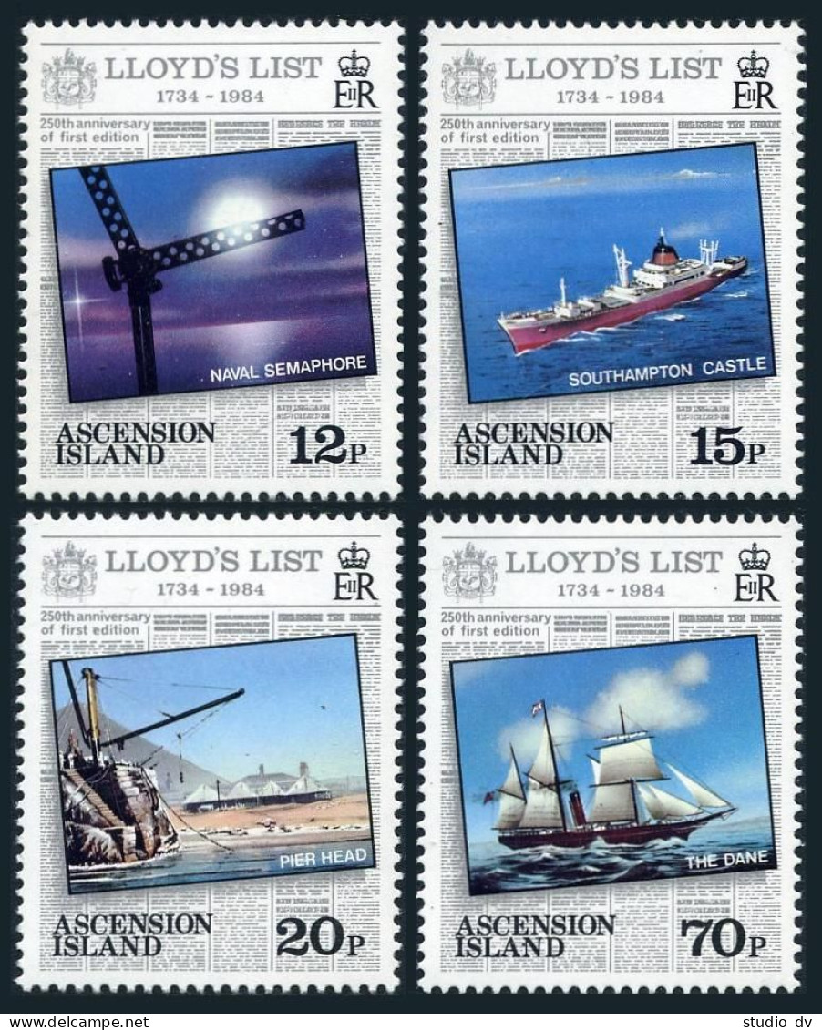 Ascension 351-354, MNH. Mi 360-363. Lloyd's List 1984. Naval Semaphore, Ships. - Ascension (Ile De L')