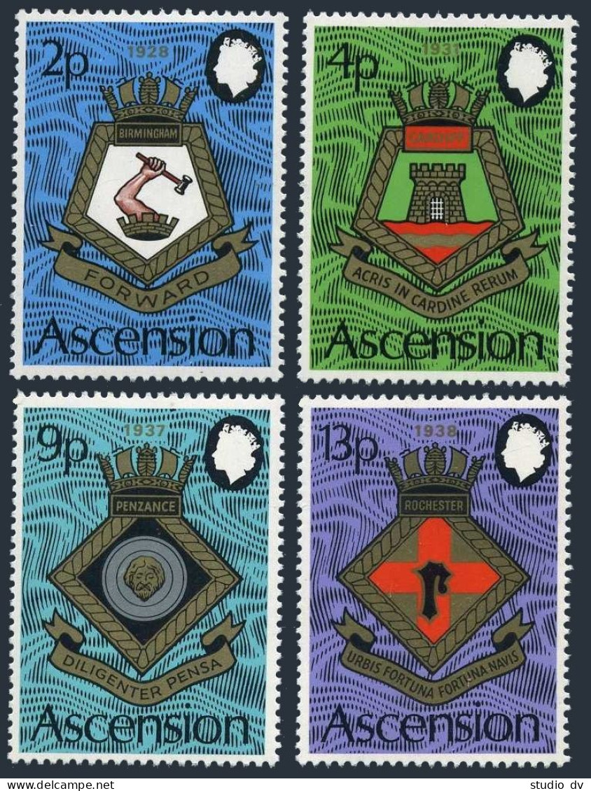 Ascension 166-169, 169a, MNH. Michel 166-169, Bl.6. Royal Naval Crests 1972. - Ascension (Ile De L')