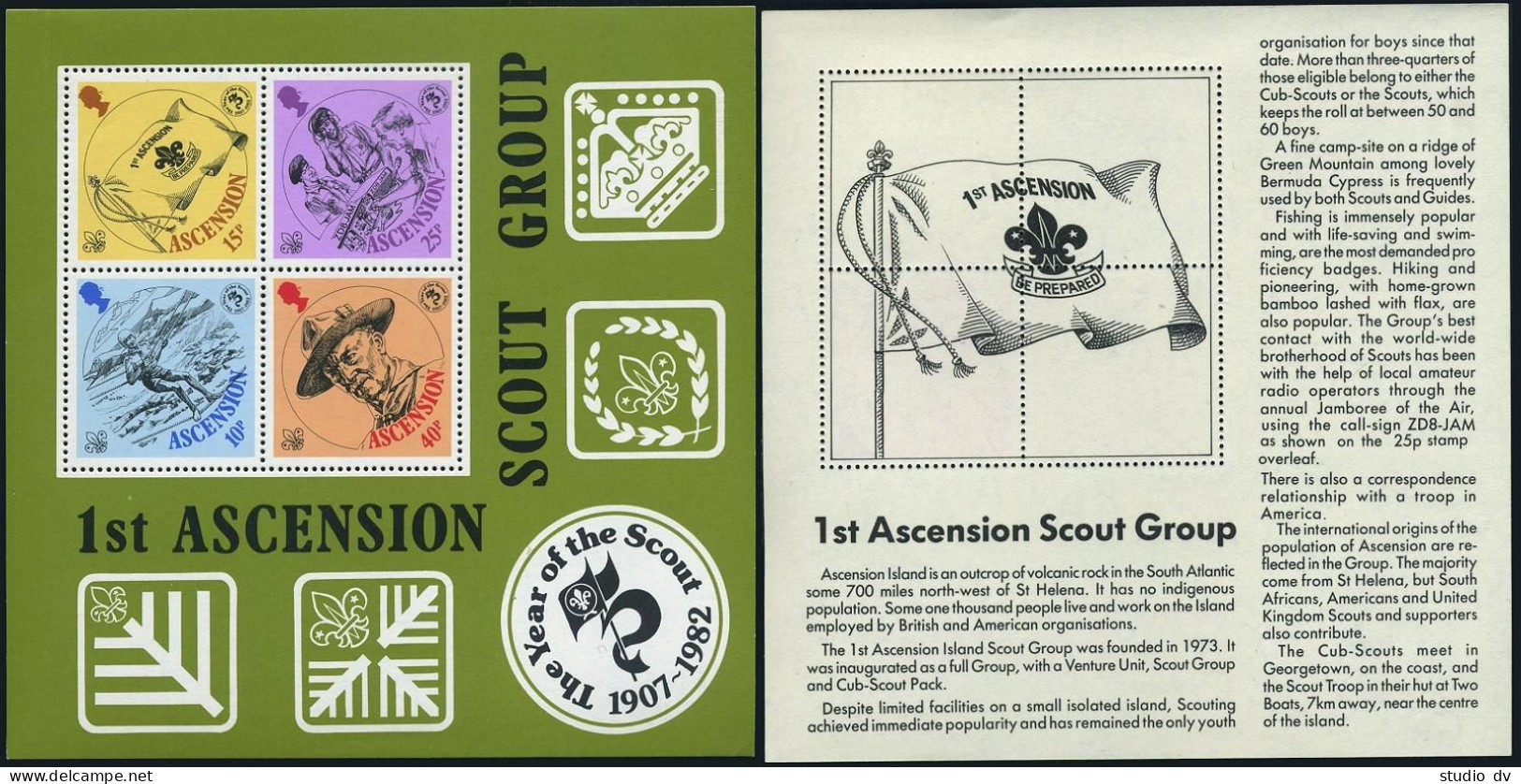 Ascension 301-304 Gutter,304a,MNH.Mi 306-309,Bl.13. Scouts 1982.Baden-Powell. - Ascension (Ile De L')