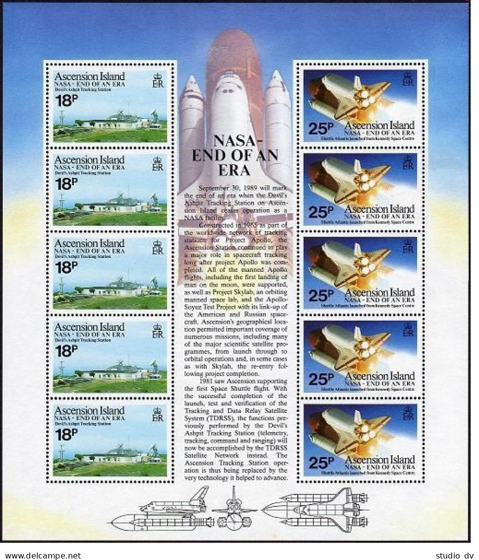 Ascension 475 Ab Sheet, MNH. Michel 508-509 Bogen. NASA 1989: Shuttle Atlantis. - Ascension