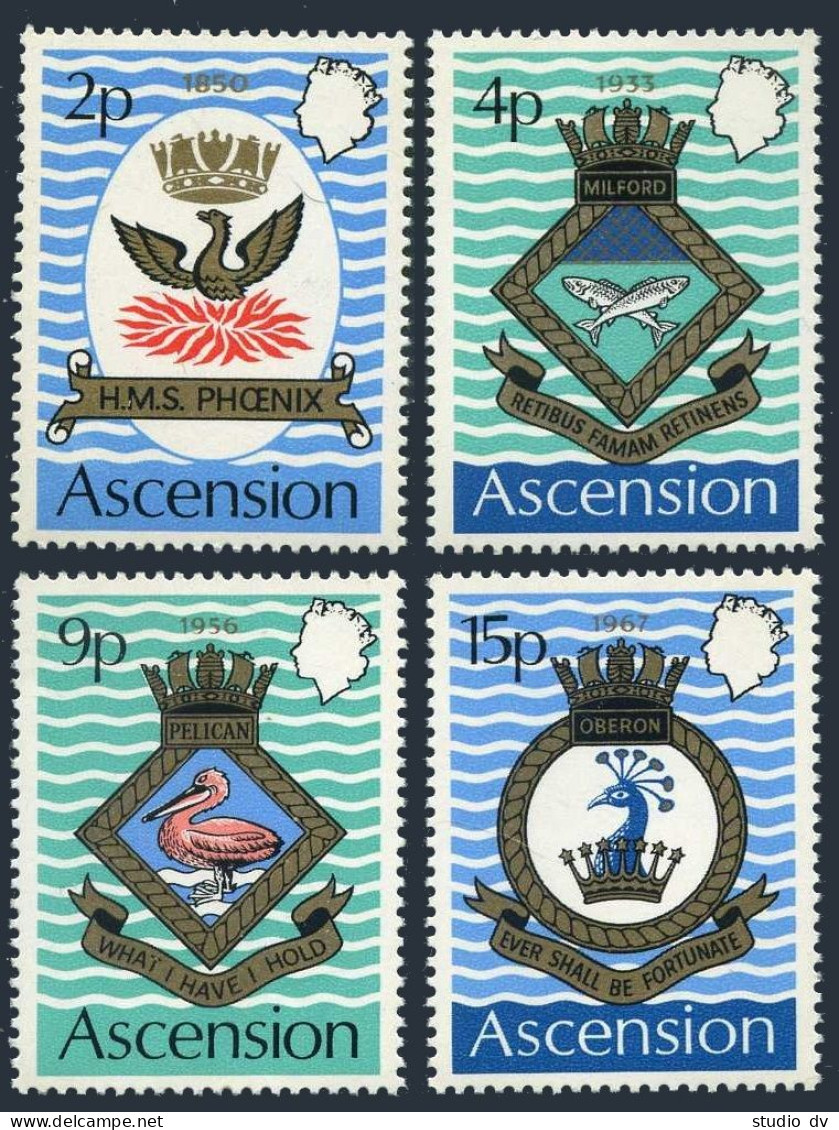Ascension 152-155, 155a, MNH. Mi 152-155,Bl.3. Royal Naval Crests 1971. Phoenix, - Ascension