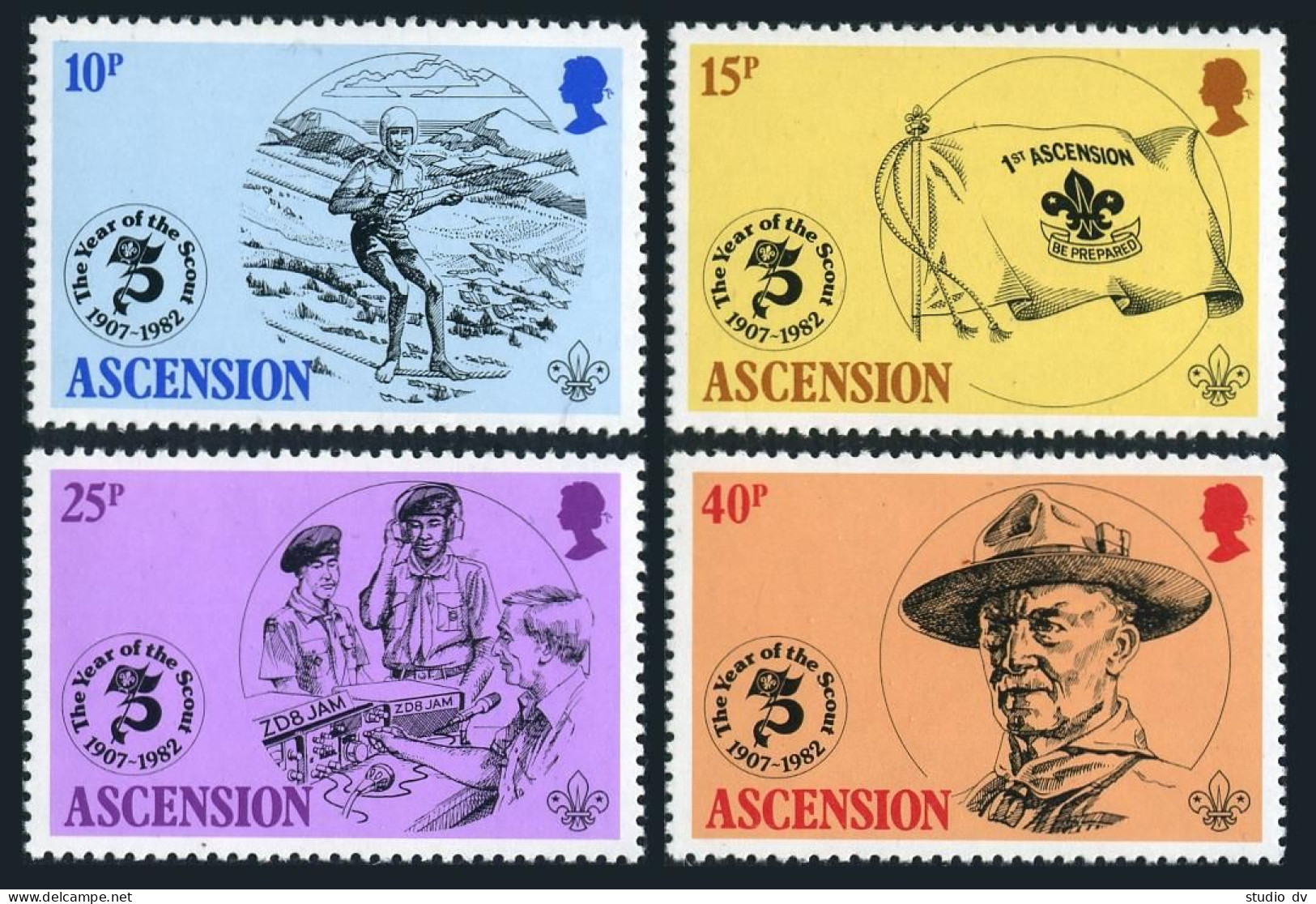 Ascension 301-304,304a,MNH.Mi 306-309,Bl.13. Scouting Year 1982,Baden-Powell. - Ascension