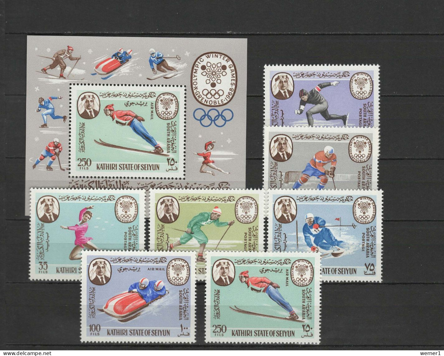 Aden - Kathiri State Of Seiyun 1967 Olympic Games Grenoble Set Of 7 + S/s MNH - Hiver 1968: Grenoble