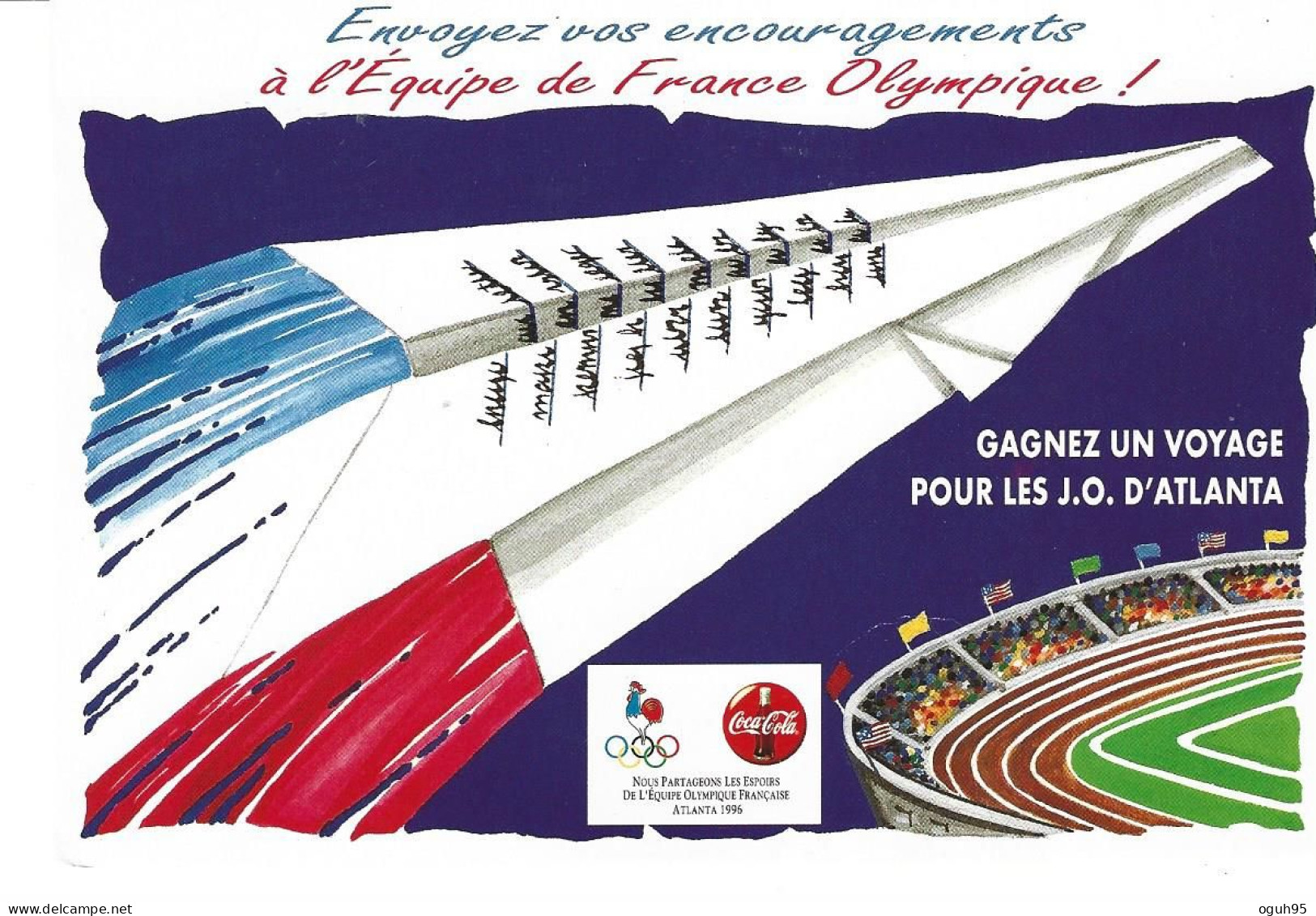 JEUX OLYMPIQUES à ATLANTA (Etats Unis) En 1996 - Carte D'encouragement à L'équipe De France - Olympische Spiele