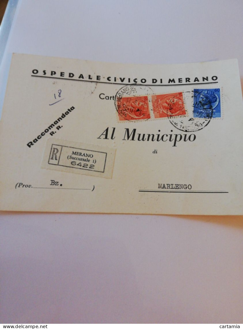 58C) Storia Postale Cartoline, Intero, Ospedale Civico Di Merano - Marcophilie