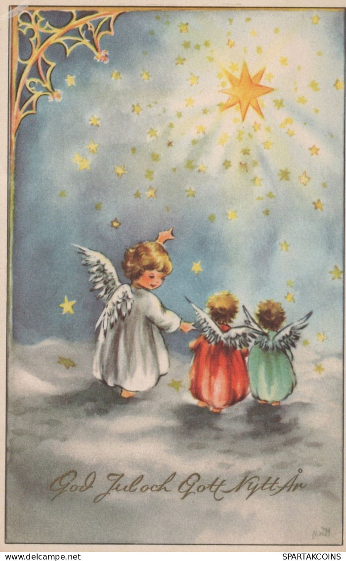 ANGEL CHRISTMAS Holidays Vintage Postcard CPSMPF #PAG832.A - Anges