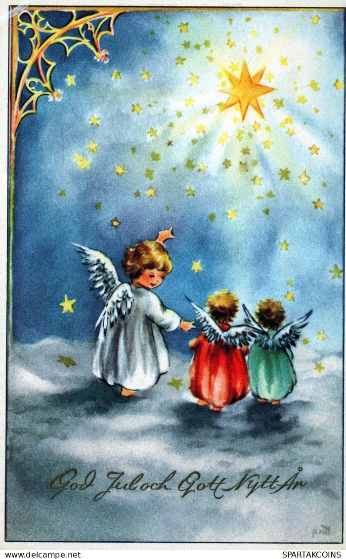 ANGEL CHRISTMAS Holidays Vintage Postcard CPSMPF #PAG832.A - Anges