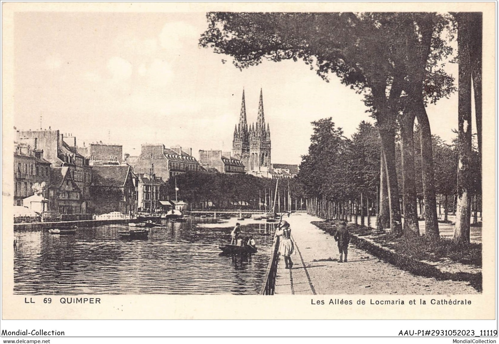 AAUP1-29-0068 - QUIMPER - Les Allees De Locmaria Et La Cathedrale - Quimper
