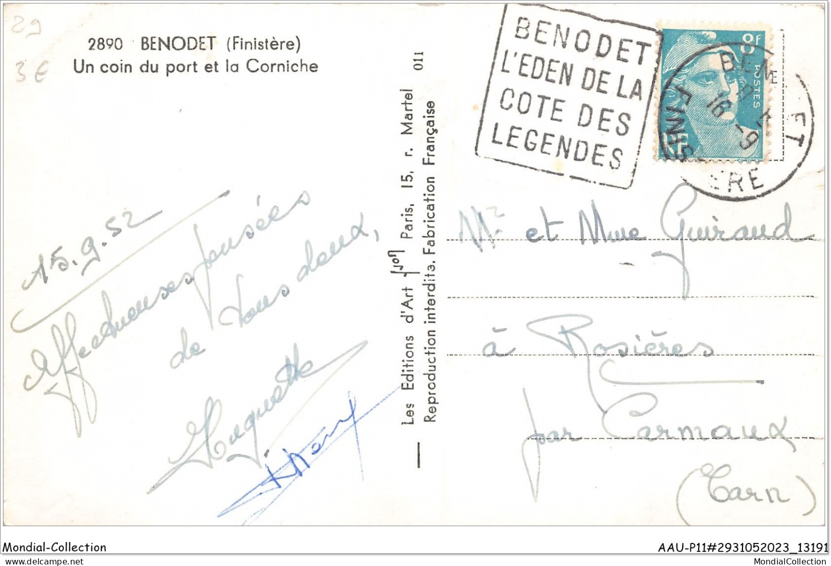 AAUP11-29-1016 - BENODET - Un Coin Du Port Et La Corniche  - Bénodet