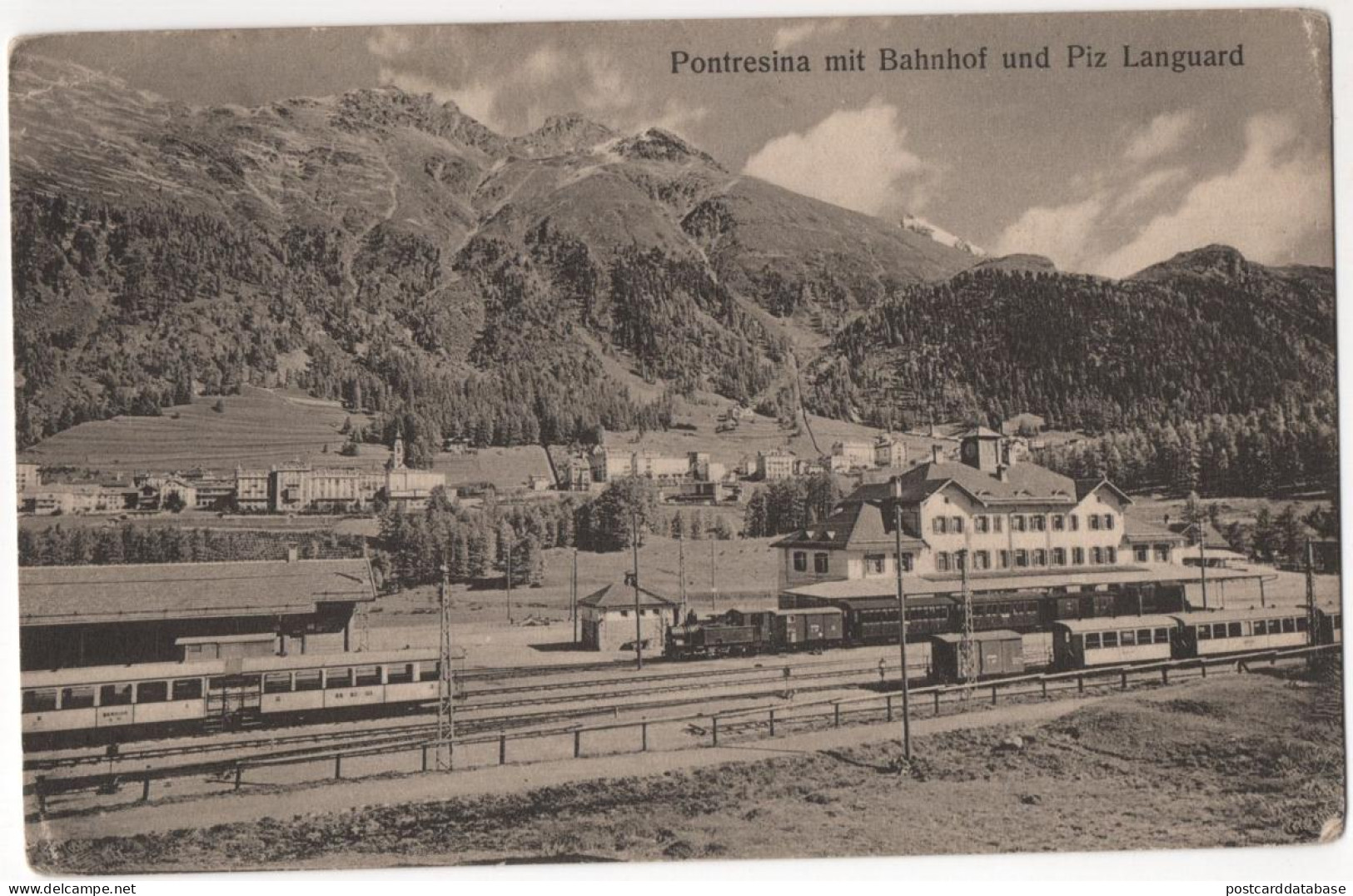 Pontresina Mit Bahnhof Und Piz Languard - & Train, Railway Station - Autres & Non Classés