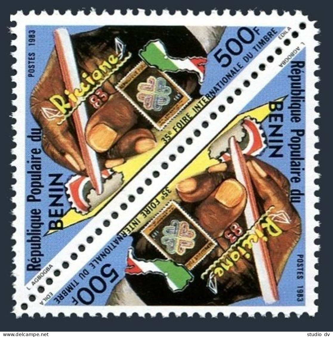 Benin 546 Tete-beche, MNH. Michel . Riccione-1983 Stamp Show. - Benin – Dahomey (1960-...)