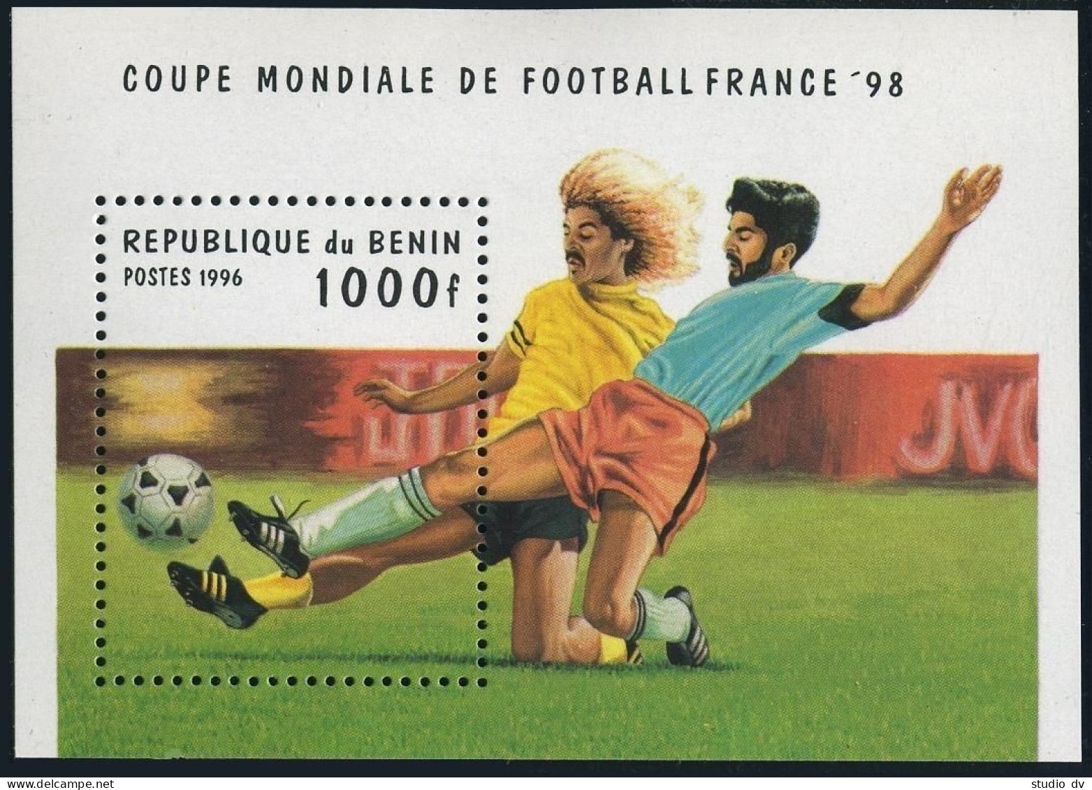 Benin 822-827, 828, MNH. Mi 771-776, Bl.15. World Soccer Cup France-1998. 1995. - Benin - Dahomey (1960-...)