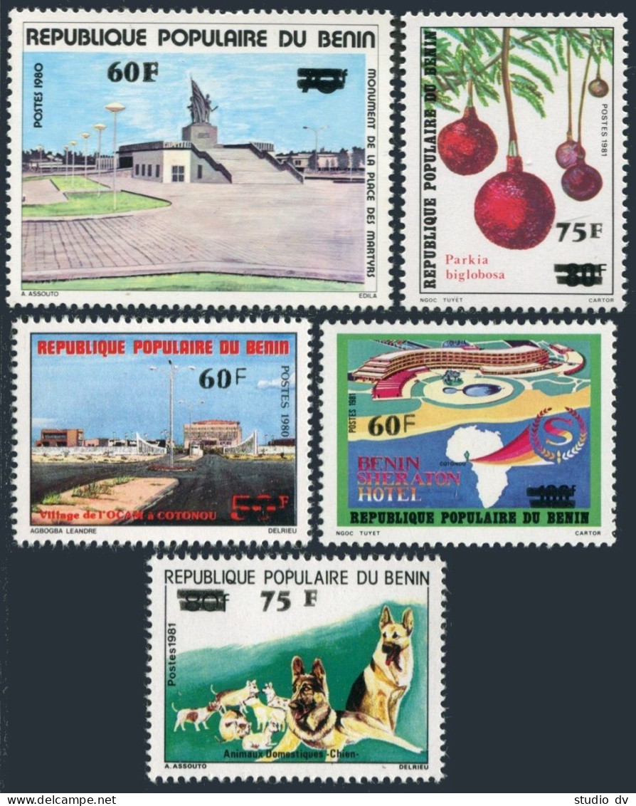 Benin 539-543, MNH. Michel 307-311. Stamps With New Values, 1983. Monument, Dogs - Bénin – Dahomey (1960-...)