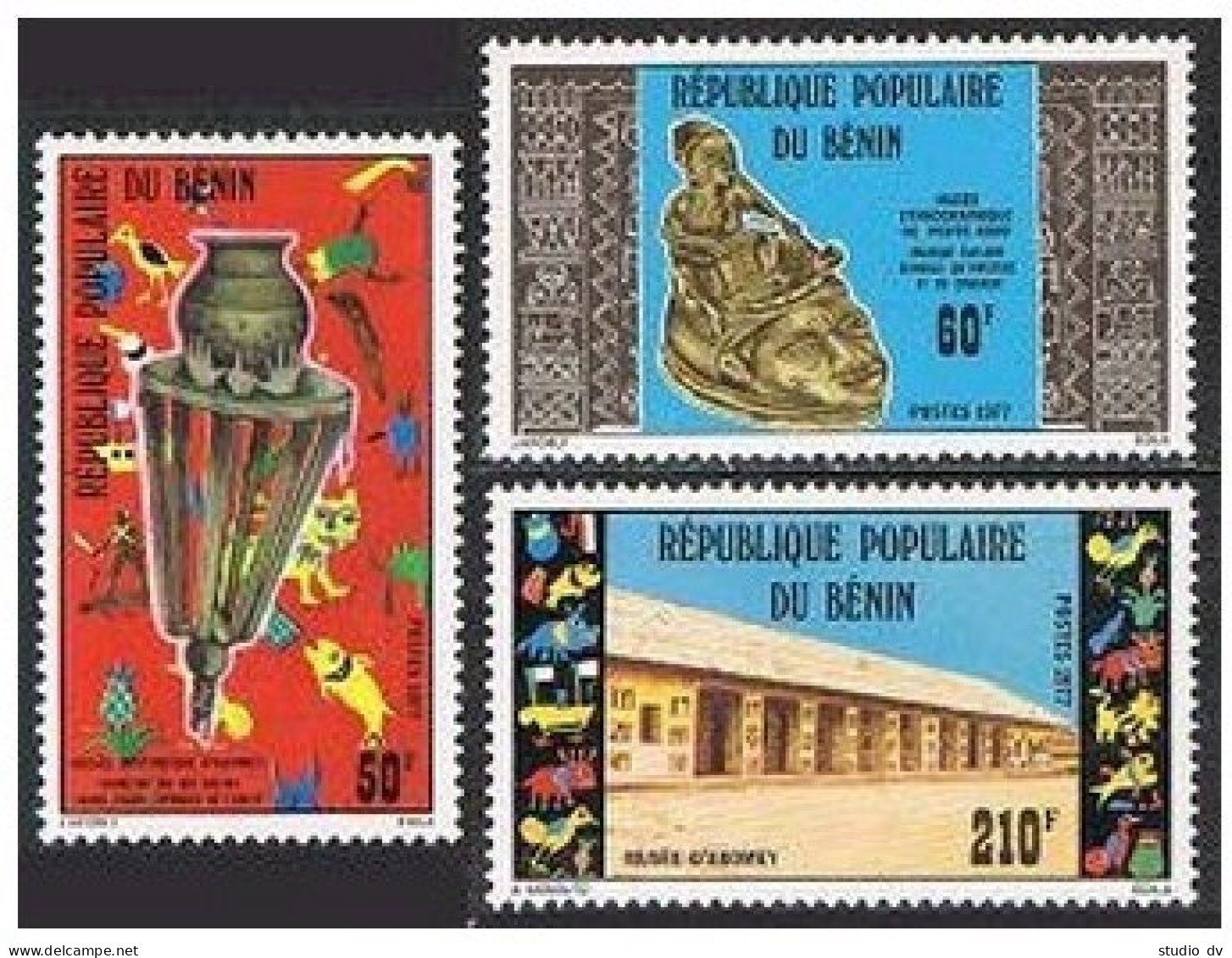 Benin 382-384, MNH. Michel 109-111. Guelege Mask. Jar, Emblem Of King Ghezo. - Bénin – Dahomey (1960-...)