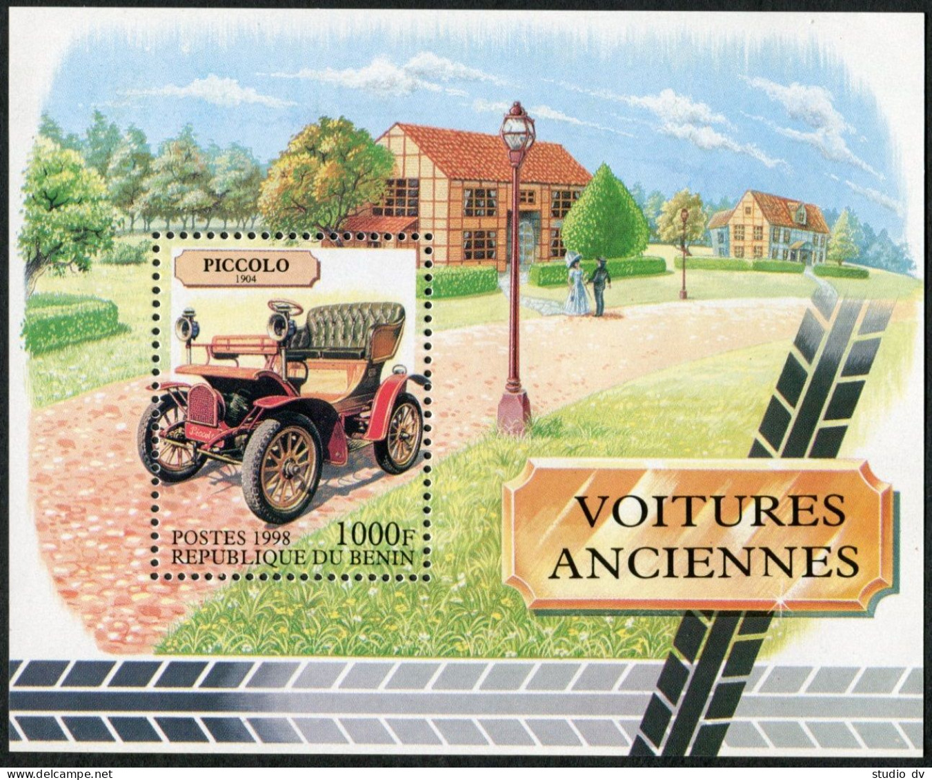Benin 1107, MNH. Michel 956 Bl.30. Antique Automobiles, 1998. 1904 Piccolo. - Bénin – Dahomey (1960-...)