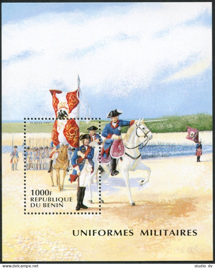 Benin 952-957, 958, MNH. Mi 905-910, 911 Bl.24. Military Uniforms, 1997. Europe. - Benin – Dahomey (1960-...)
