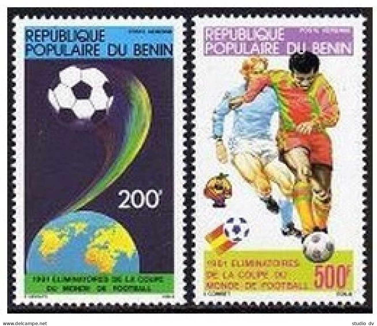 Benin C291-C292, MNH. Michel 257-258. World Soccer Cup Spain-1982. - Bénin – Dahomey (1960-...)
