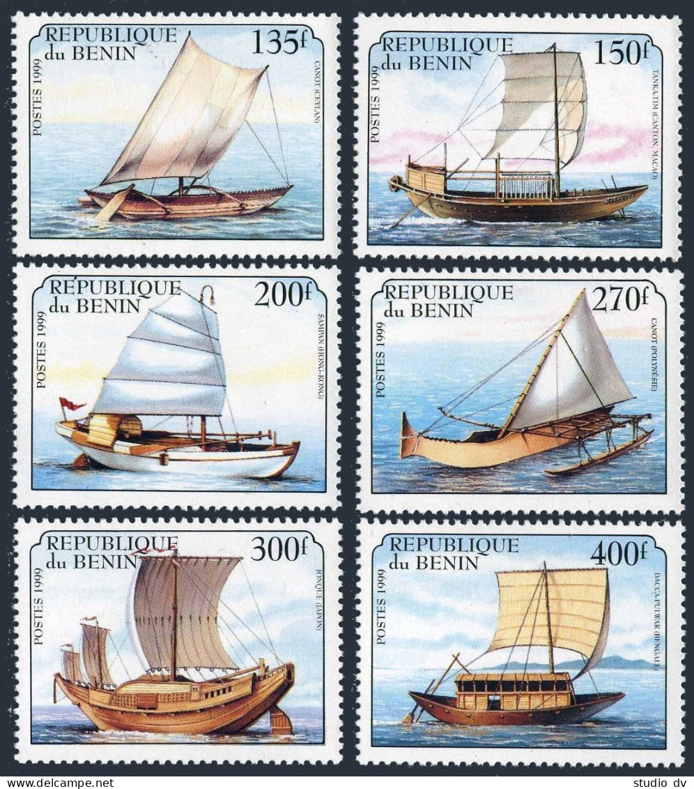 Benin 1141-1146,1147,MNH.Michel 1126-1131,1132 Bl.46. Ancient Sailing Ships 1999 - Bénin – Dahomey (1960-...)