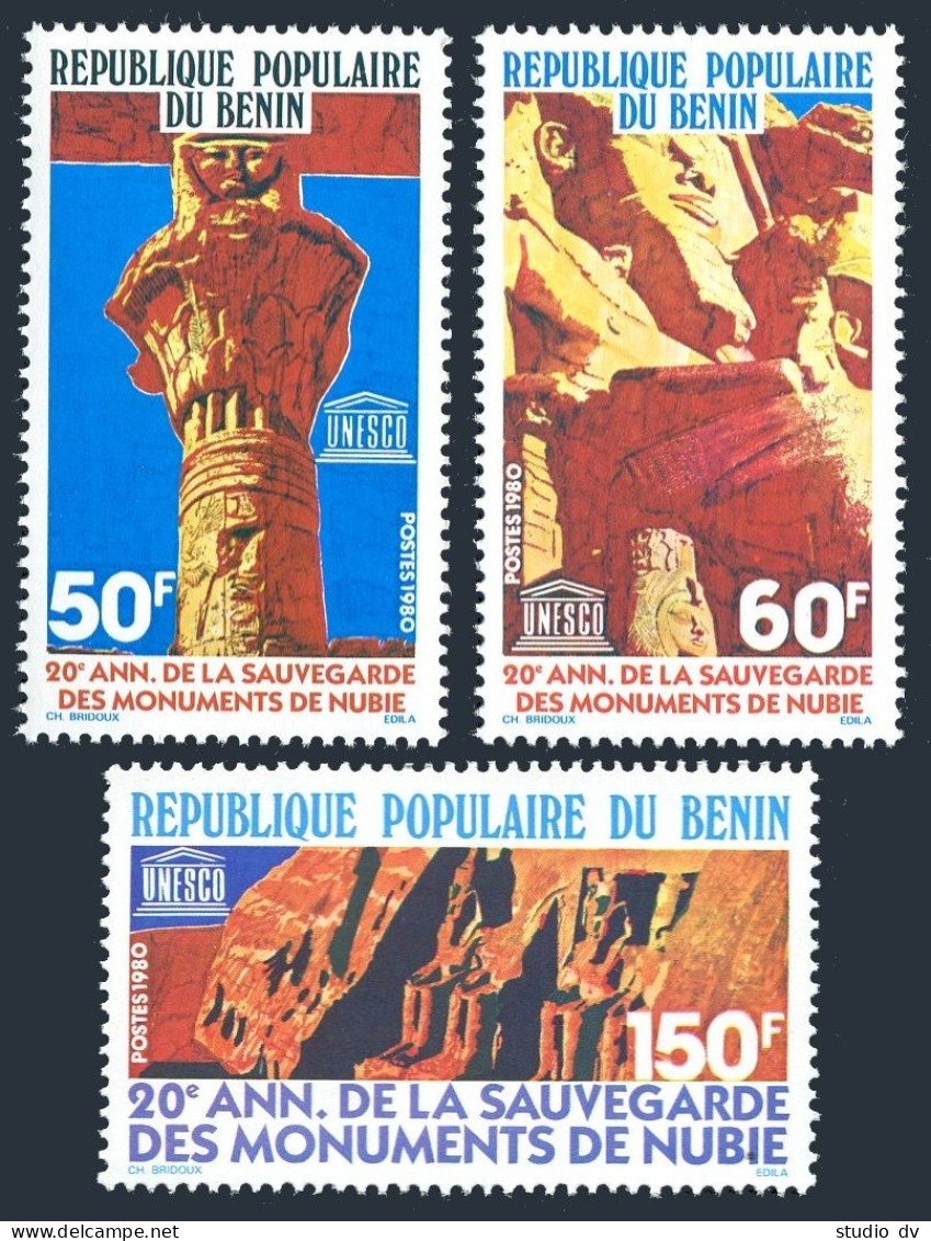 Benin 453-455, MNH. Michel 203-205. UNESCO Campaign: Save Nubian Monuments, 1980 - Benin – Dahomey (1960-...)