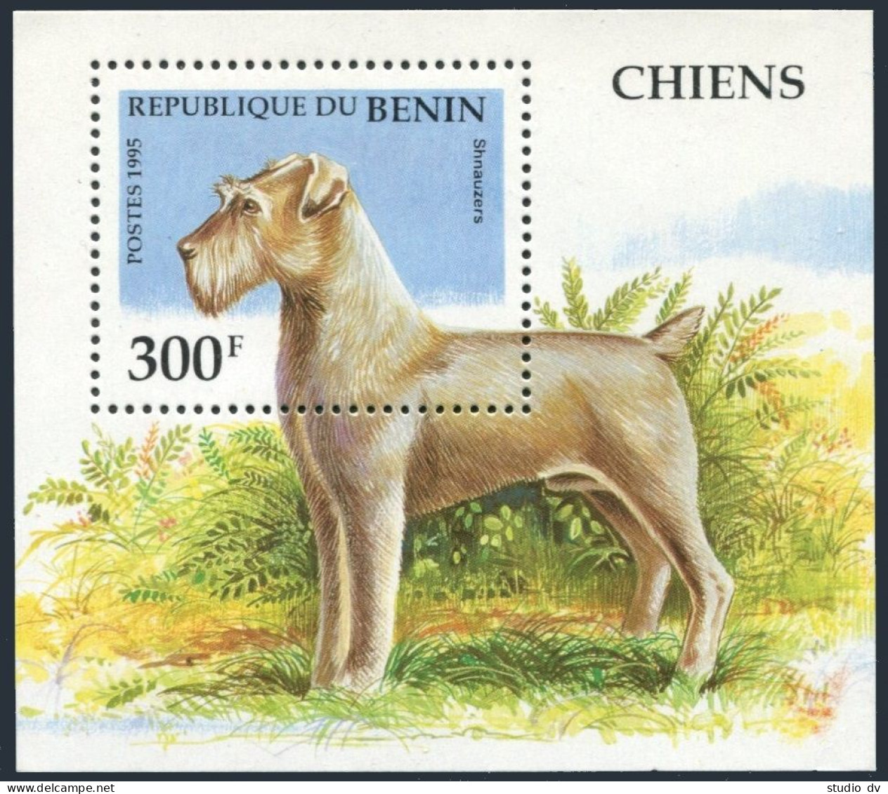 Benin 741-746,747, MNH. Michel 675-650,Bl.12. Dogs 1995. German Shepherd,Beagle, - Benin - Dahomey (1960-...)