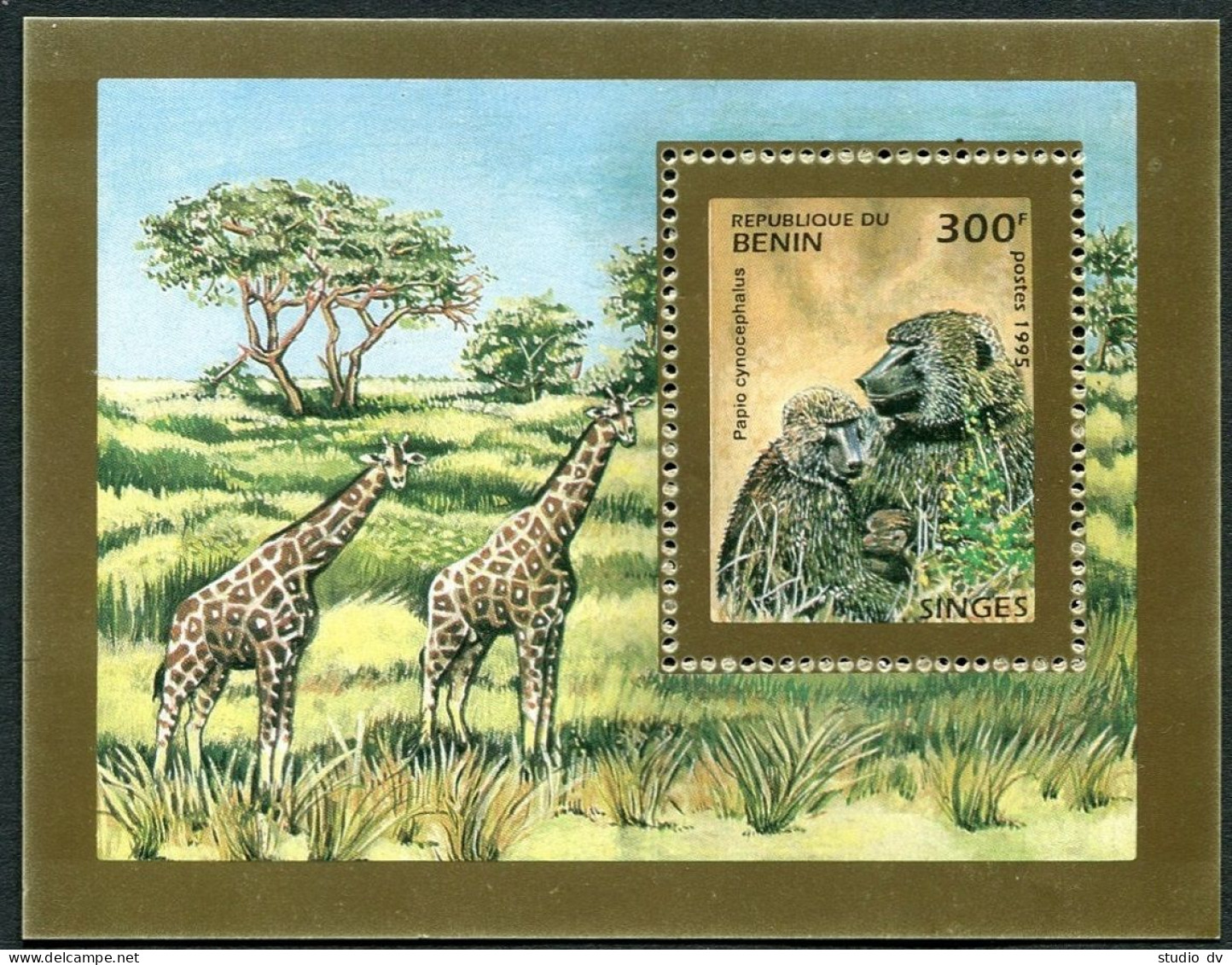 Benin 755-759,760, MNH. Primates 1995. Monkey.Pan Troglodytes, Mandrillus Sphinx - Bénin – Dahomey (1960-...)